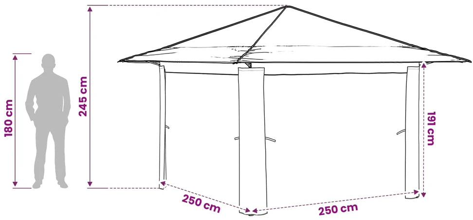 Paviljonas be šoninės sienos 3,3 x 3,3 m Kremo ir antracito