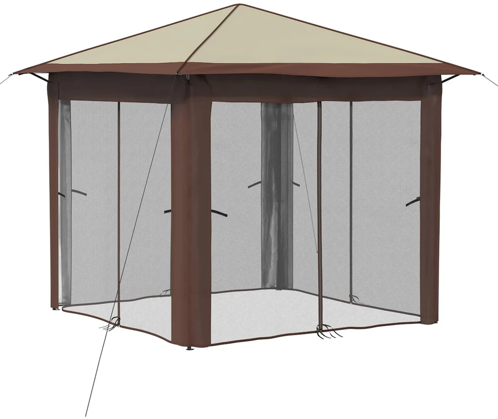 Paviljonas su 4 šoninėmis sienomis 2,6 x 2,6 m Kremas ir rudas