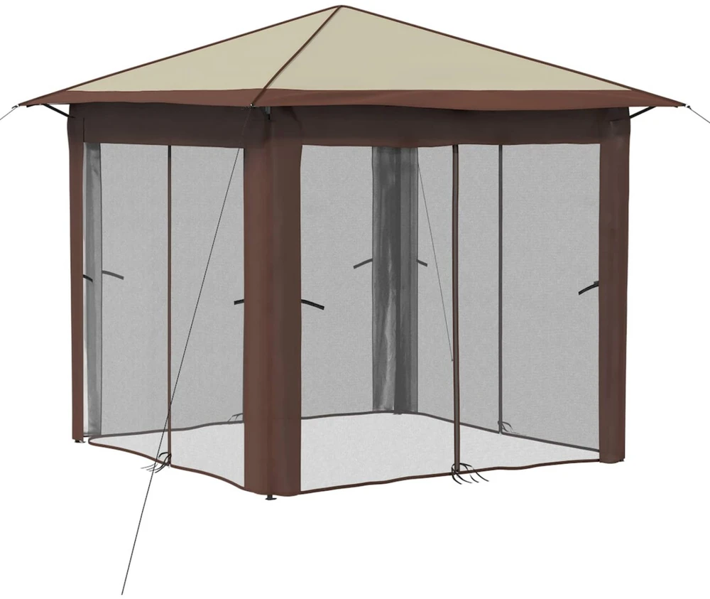 Paviljonas su 4 šoninėmis sienomis 2,6 x 2,6 m Kremas ir rudas