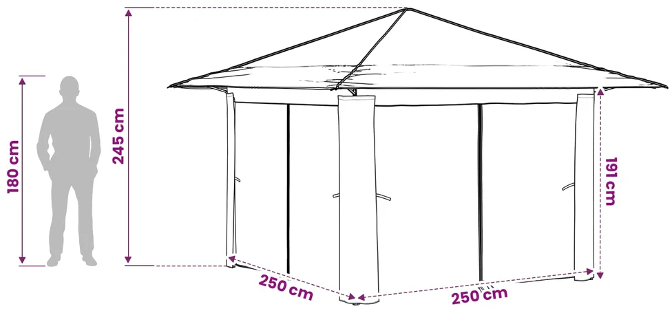 Paviljonas su 4 šoninėmis sienomis Kremas ir rudas