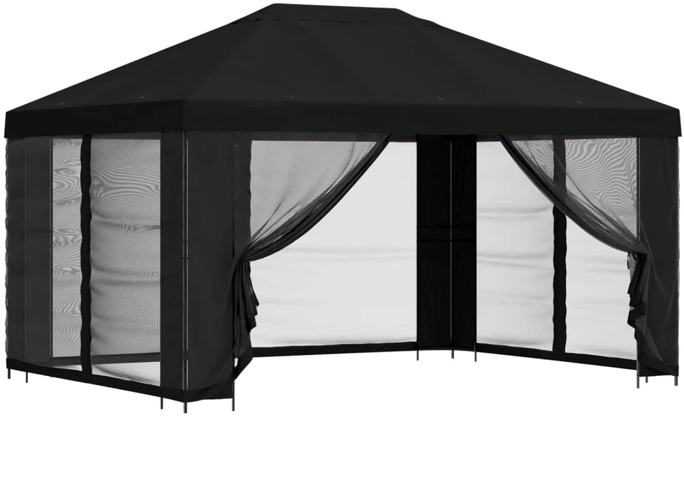 Paviljonas su šoninėmis sienelėmis 4 × 3 m Juoda