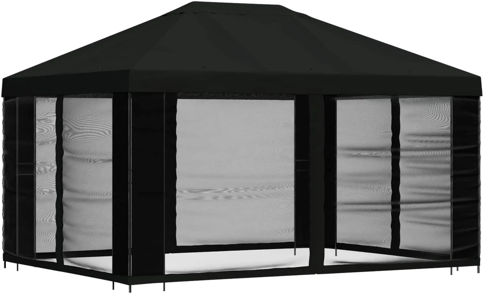 Paviljonas su šoninėmis sienelėmis 4 × 3 m Juoda