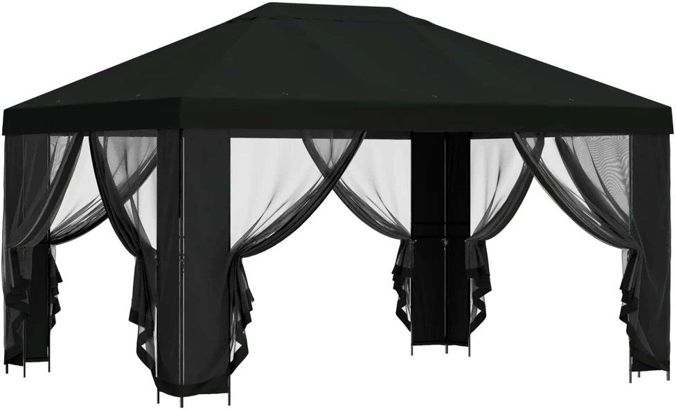 Paviljonas su šoninėmis sienelėmis 4 × 3 m Juoda