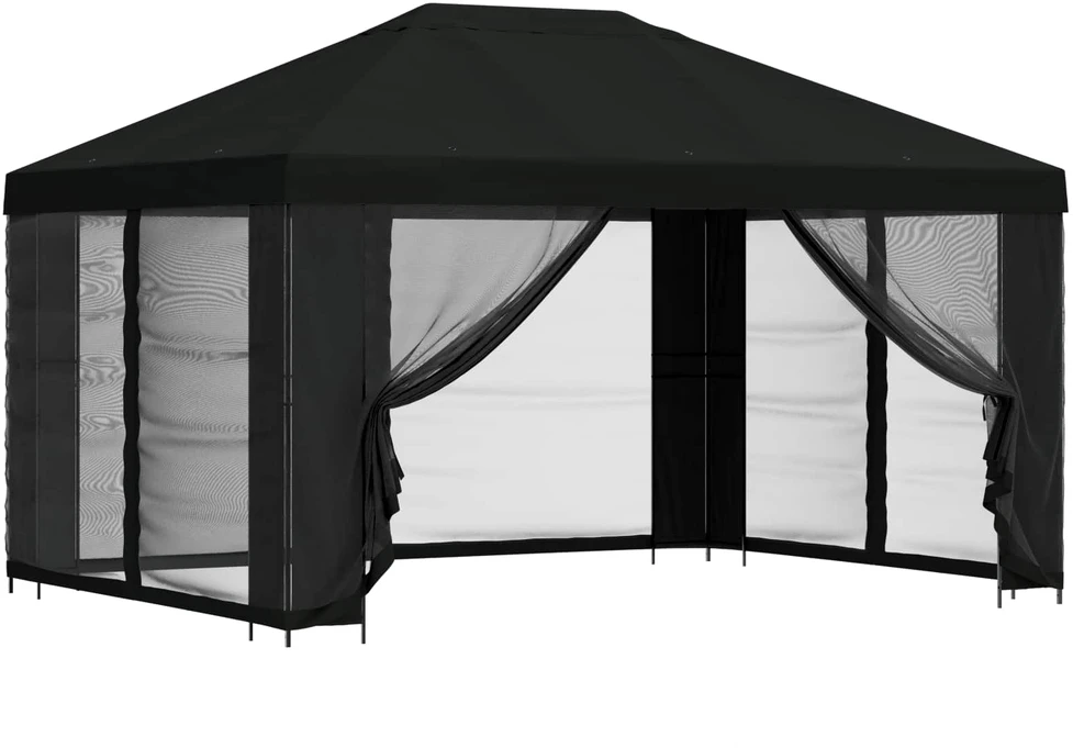 Paviljonas su šoninėmis sienelėmis 4 × 3 m Juoda