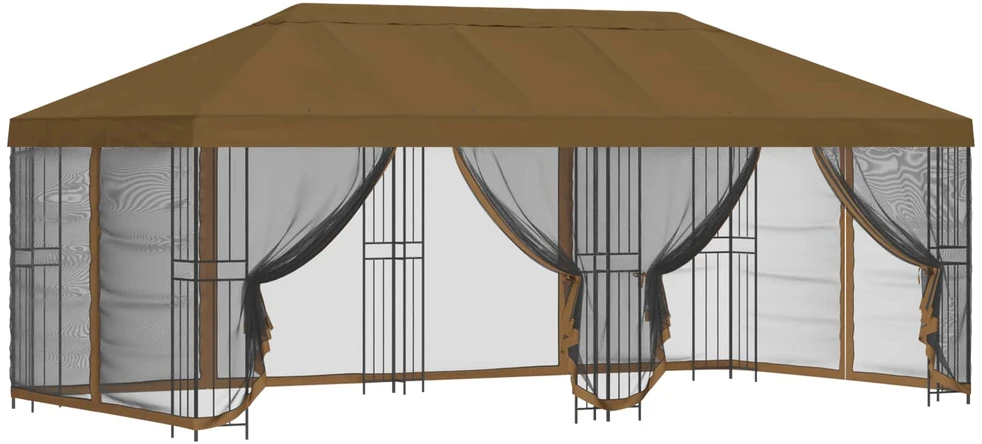 Paviljonas su šoninėmis sienelėmis 6 x 3 m Taupe