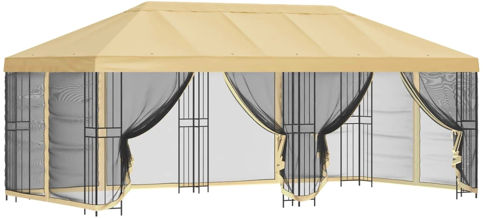 Paviljonas su šoninėmis sienelėmis 6 x 3 m Kreminė
