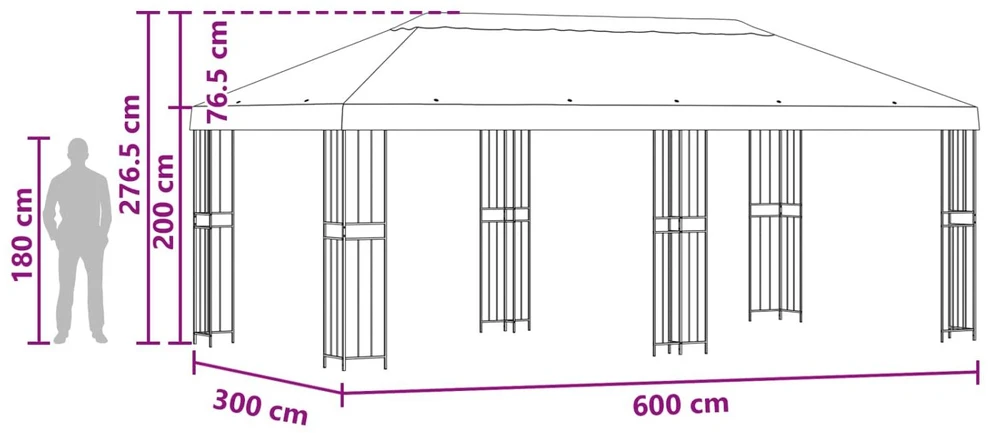 Sodo Paviljonas 6 x 3 m Vyšninė Poliesteris ir plienas 190 gsm