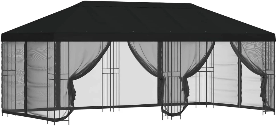 Paviljonas su šoninėmis sienelėmis 6 x 3 m Juoda