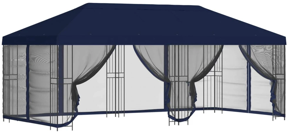 Paviljonas su šoninėmis sienelėmis 6 x 3 m Mėlyna