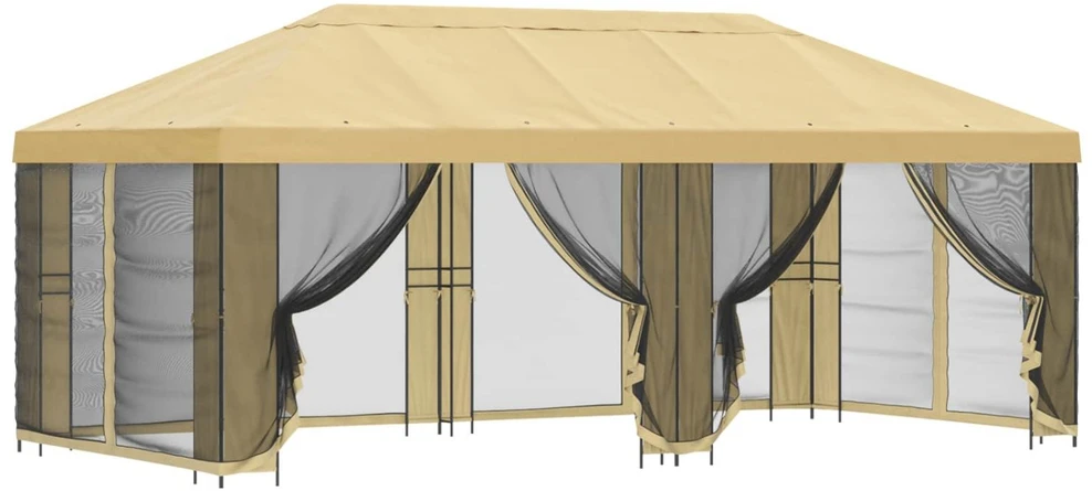 Sodo pavėsinė su šoninėmis sienelėmis 6 x 3 m Kreminė