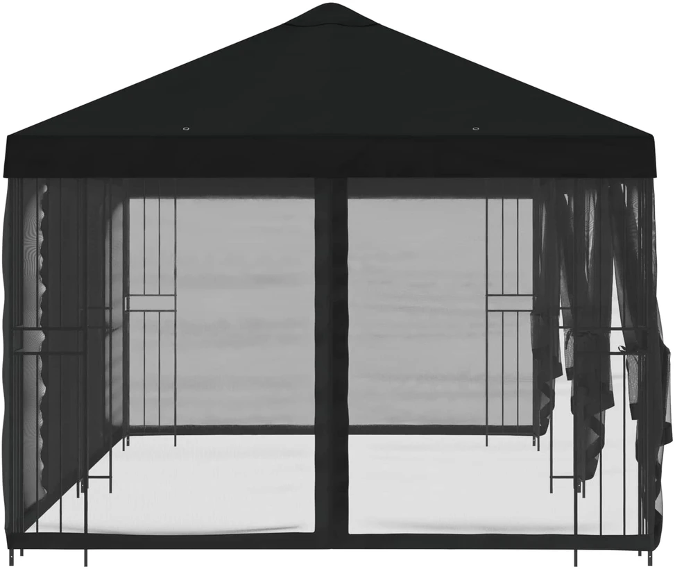 Paviljonas su šoninėmis sienelėmis 6 x 3 m Juoda