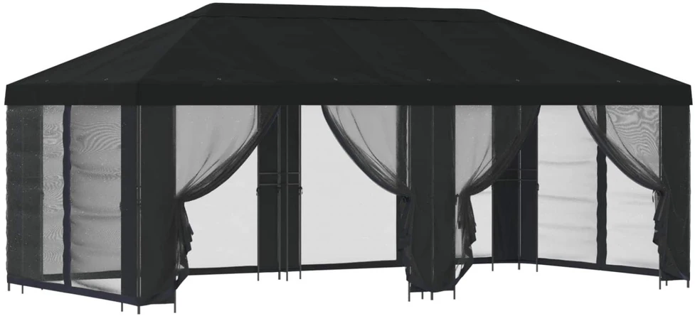 Sodo pavėsinė su šoninėmis sienelėmis 6 x 3 m Juoda