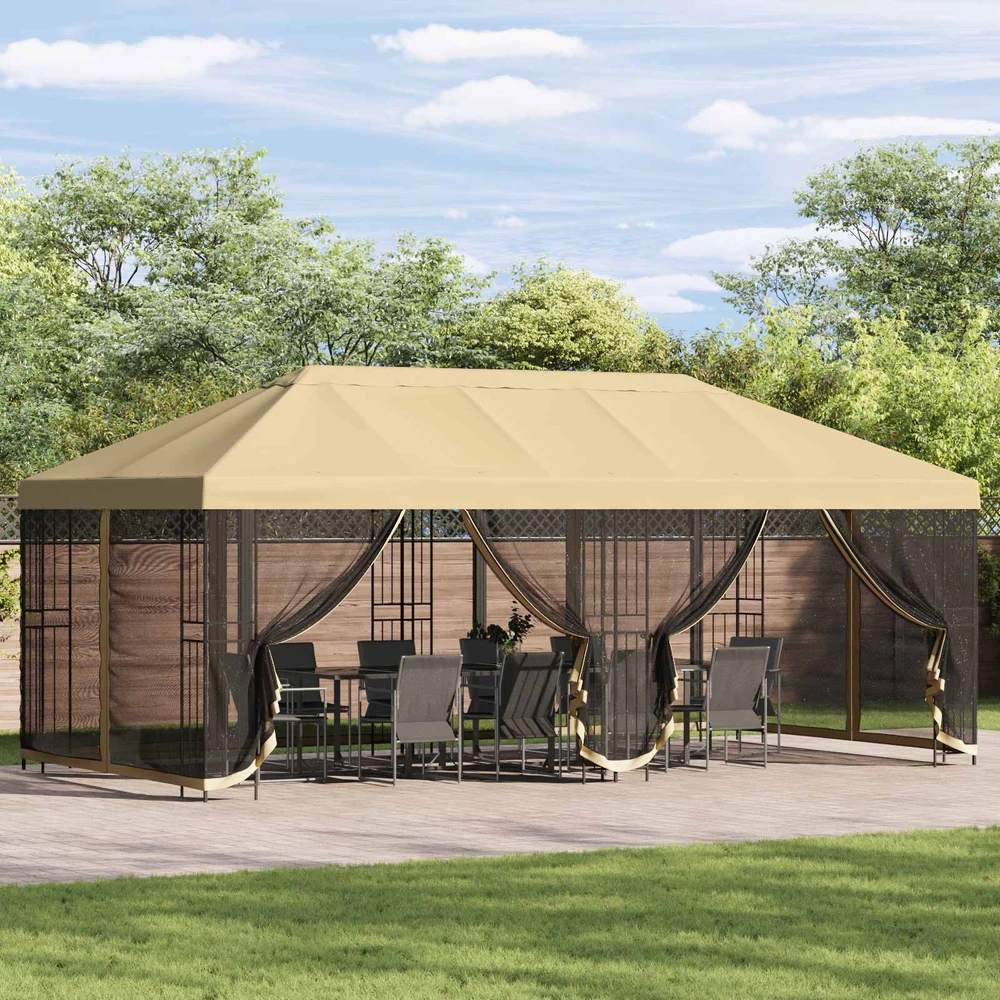 Paviljonas su šoninėmis sienelėmis 6 x 3 m Kreminė