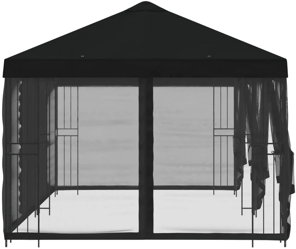 Paviljonas su šoninėmis sienelėmis 6 x 3 m Juoda