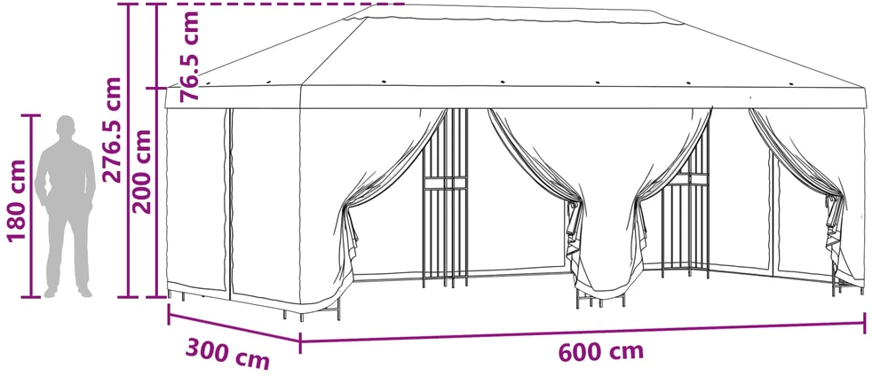 Paviljonas su šoninėmis sienelėmis 6 x 3 m Smėlio