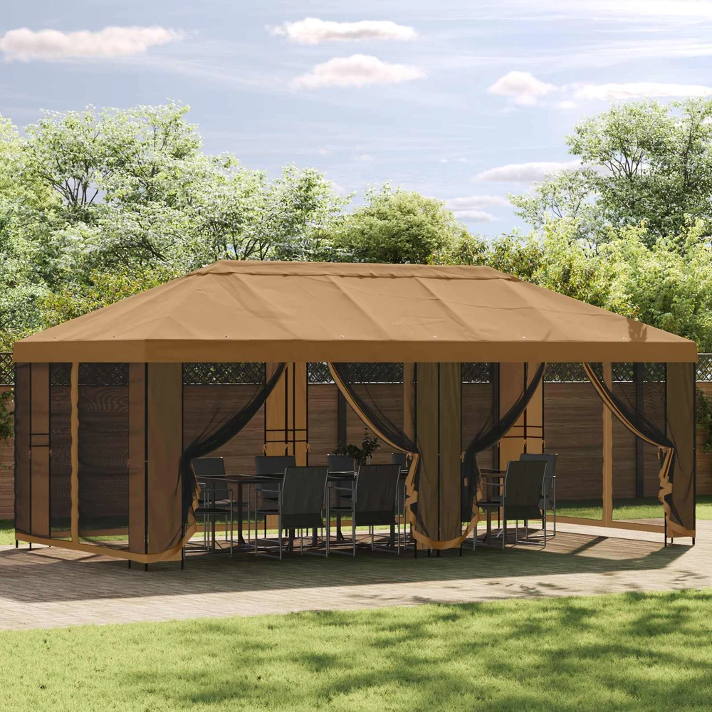Paviljono rėmas be paviljono audinio 6 x 3 m Juoda Plienas