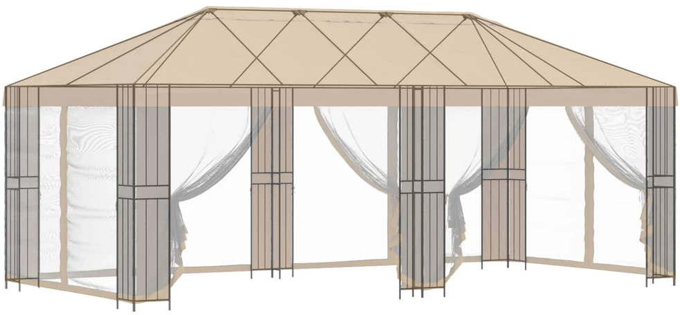 Paviljono rėmas be paviljono audinio 6 x 3 m Juoda Plienas