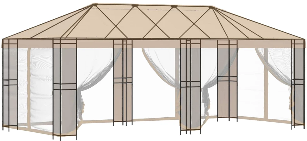 Paviljono rėmas be paviljono audinio 6 x 3 m Juoda Plienas