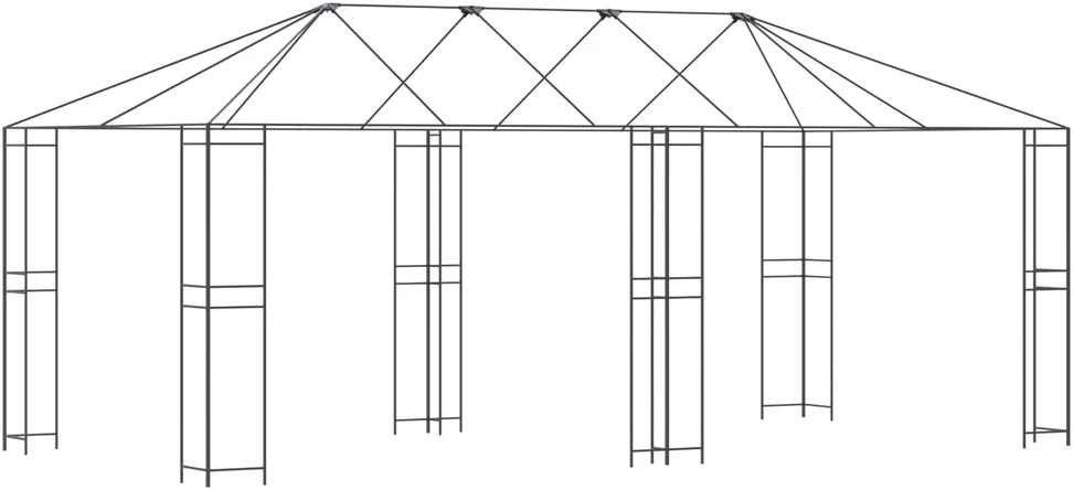 Paviljono rėmas be paviljono audinio 6 x 3 m Juoda Plienas