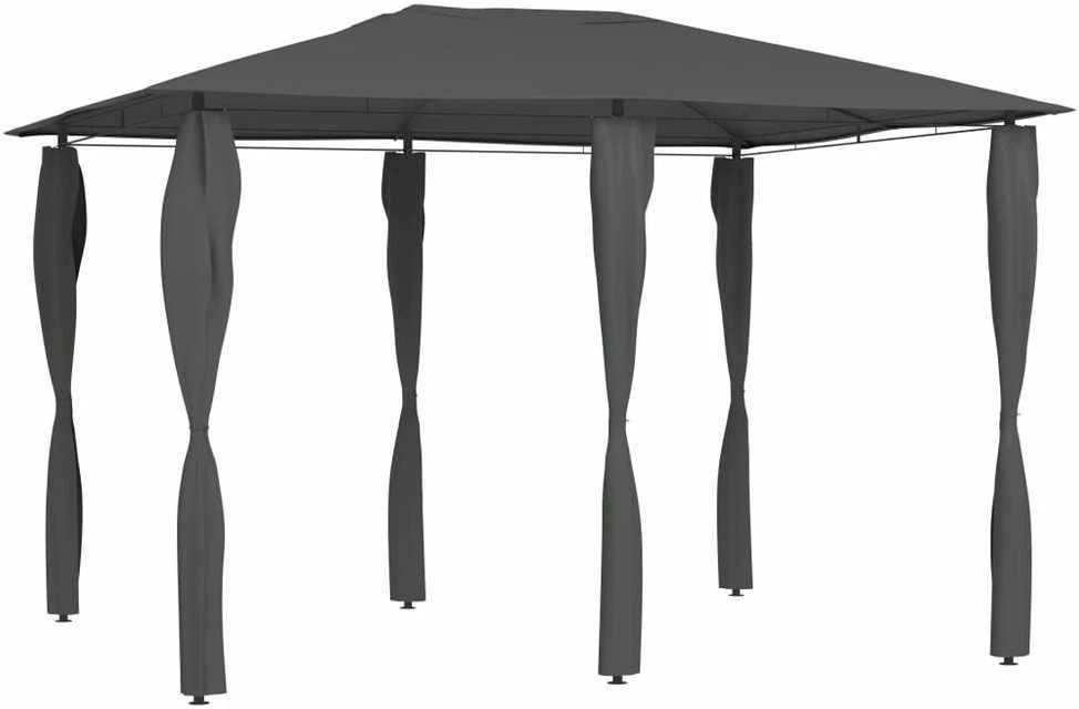 Pavėsinė su stulpų uždangalais, antracito, 3x4x2,6m, 160g/m²