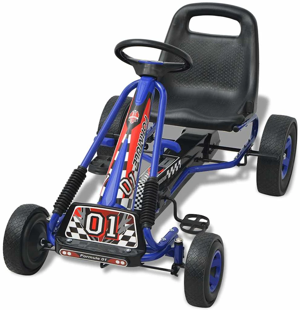 Pedalais minamas kartingas su reguliuojama sėdyne, mėlyn.
