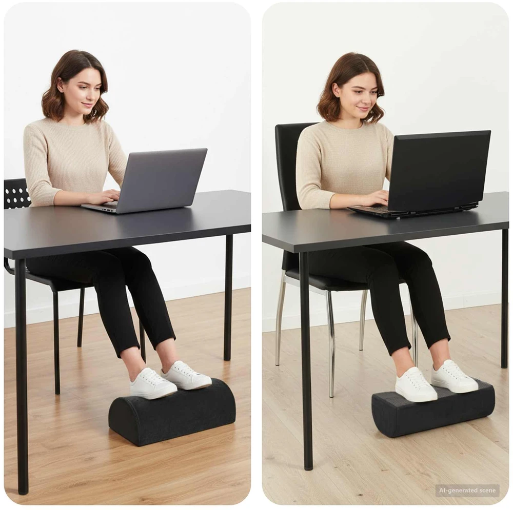 Pėdų atrama pagalvė 42 x 18 x 13 cm Tvirtas PU putos Juoda
