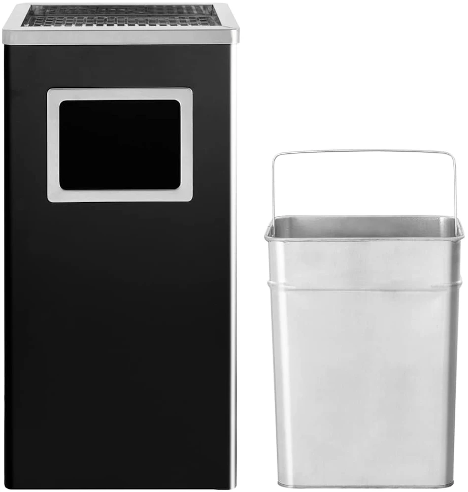 Šiukšliadėžė-peleninė, juodos spalvos, plienas, 45l