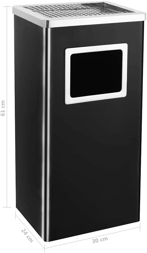Šiukšliadėžė-peleninė, juodos spalvos, plienas, 45l