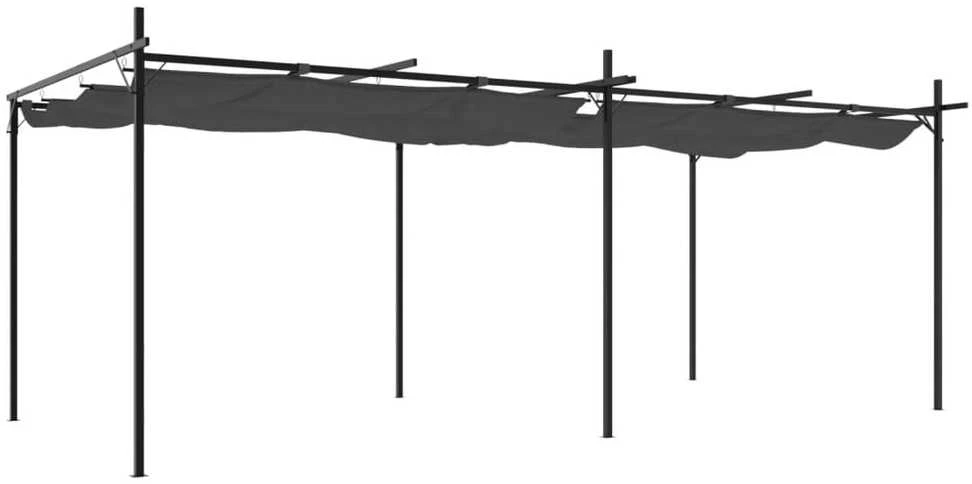 Pergolė su ištraukiamu stogu, antracito spalvos, 589x292x230cm