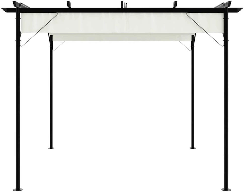 Pergolė su ištraukiamu stogu, kreminė balta, 3x3m, plienas