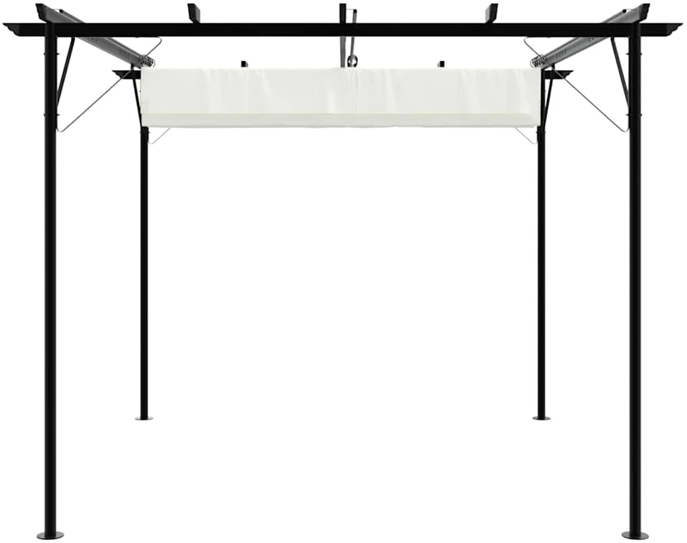 Pergolė su ištraukiamu stogu, kreminė balta, 3x3m, plienas