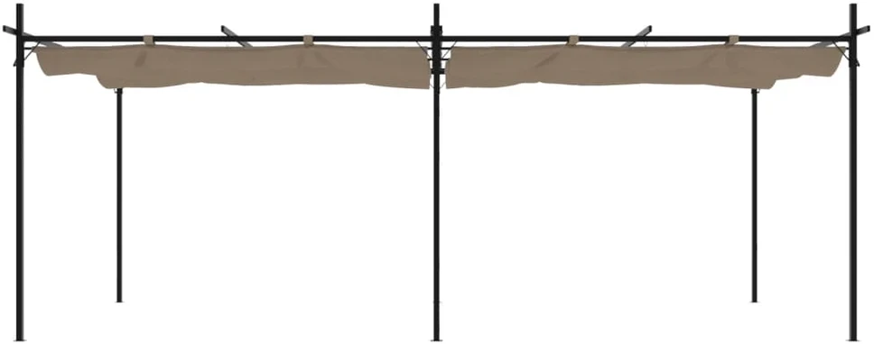 Pergolė su ištraukiamu stogu, taupe spalvos, 589x292x230cm