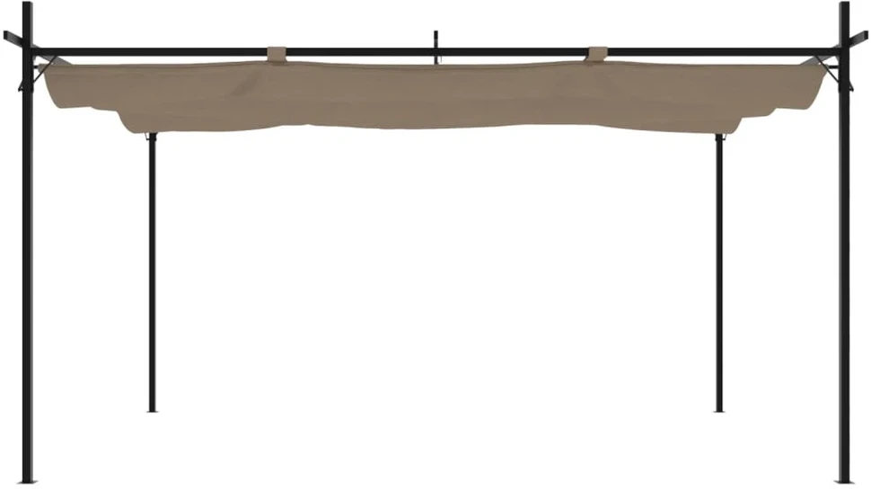 Pergolė su ištraukiamu stogu, taupe spalvos, 395x292x230cm
