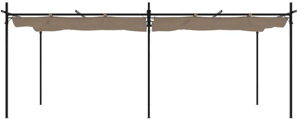 Pergolė su ištraukiamu stogu, taupe spalvos, 589x292x230cm