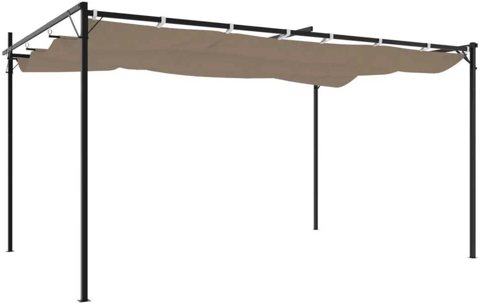Pergolė su ištraukiamu stogu, taupe spalvos, 395x292x230cm