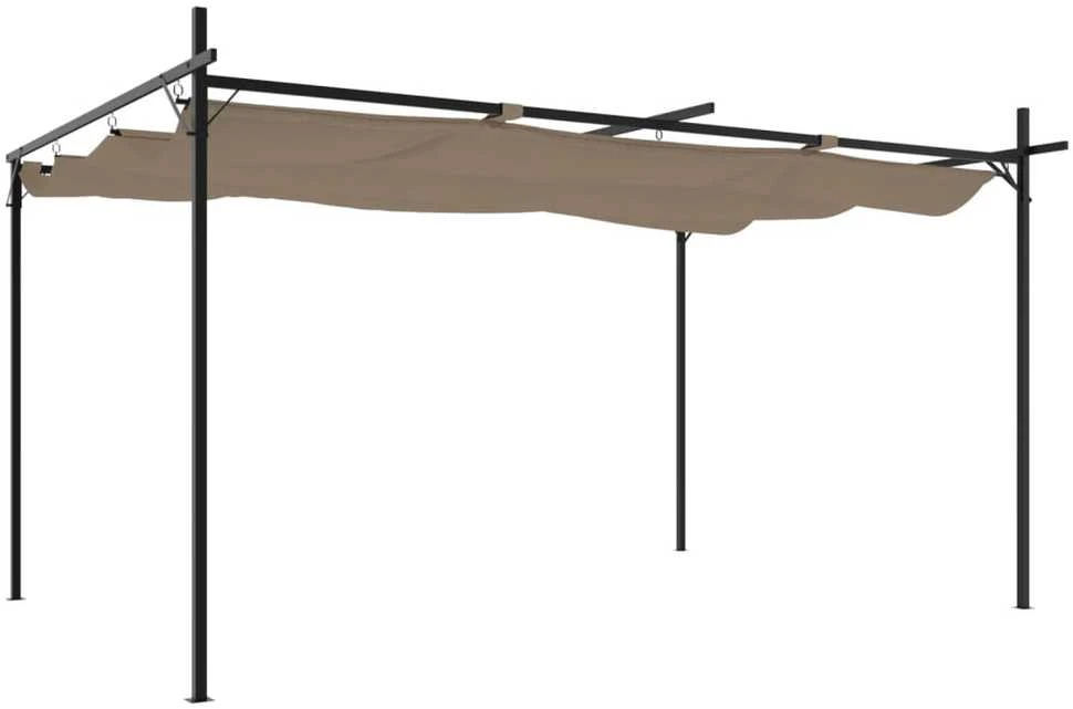 Pergolė su ištraukiamu stogu, taupe spalvos, 395x292x230cm