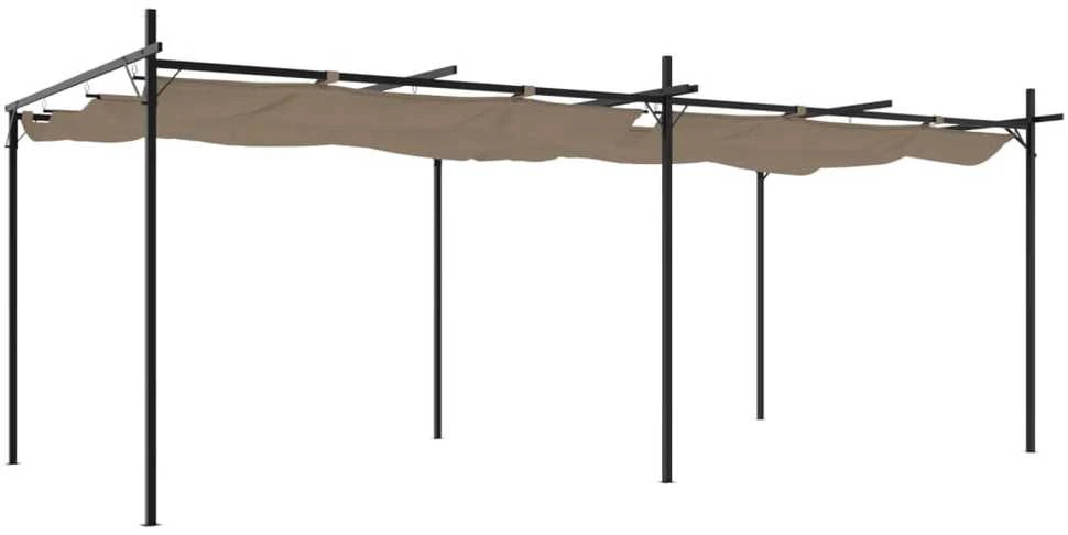 Pergolė su ištraukiamu stogu, taupe spalvos, 589x292x230cm