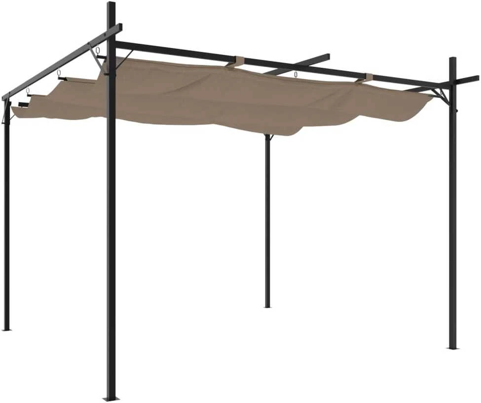 Pergolė su ištraukiamu stogu, taupe spalvos, 295x292x230cm