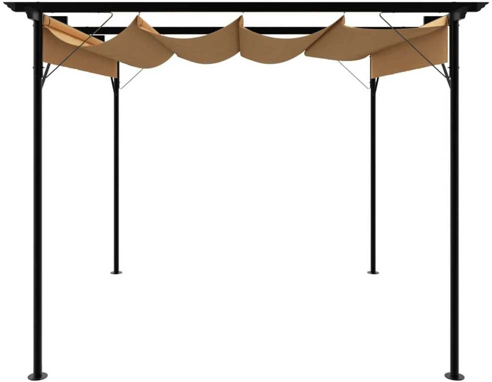 Pergolė su įtraukiamu stogu, taupe spalvos, 3x3m, plienas