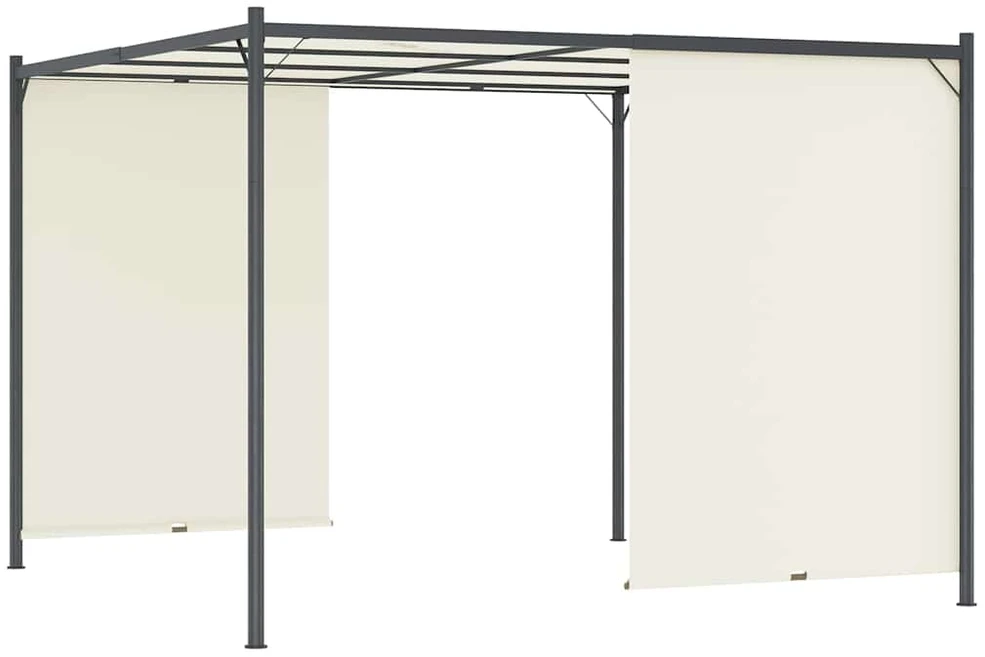 Pergolė su reguliuojamu stogu, kreminė balta, 3x3m, plienas