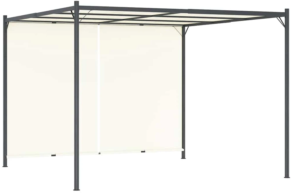 Pergolė su reguliuojamu stogu, kreminė balta, 3x3m, plienas