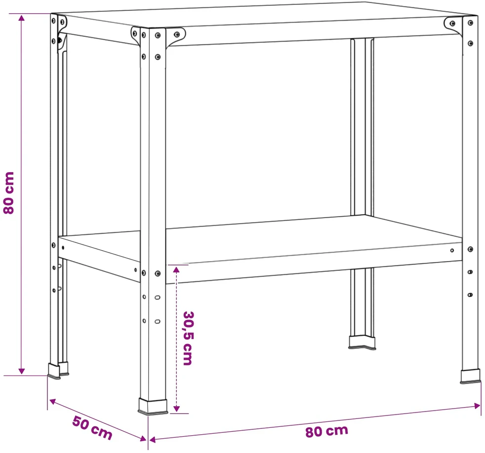 Persodinimo stalas 80 x 50 x 80 cm Nerūdijantis plienas
