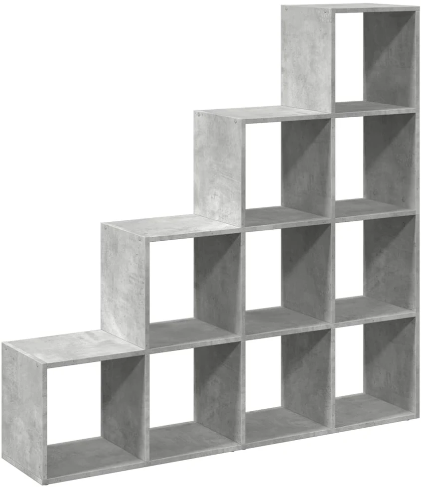 Pertvara/knygų spinta, betono pilka, 131,5x29x131,5cm, 4 aukštų