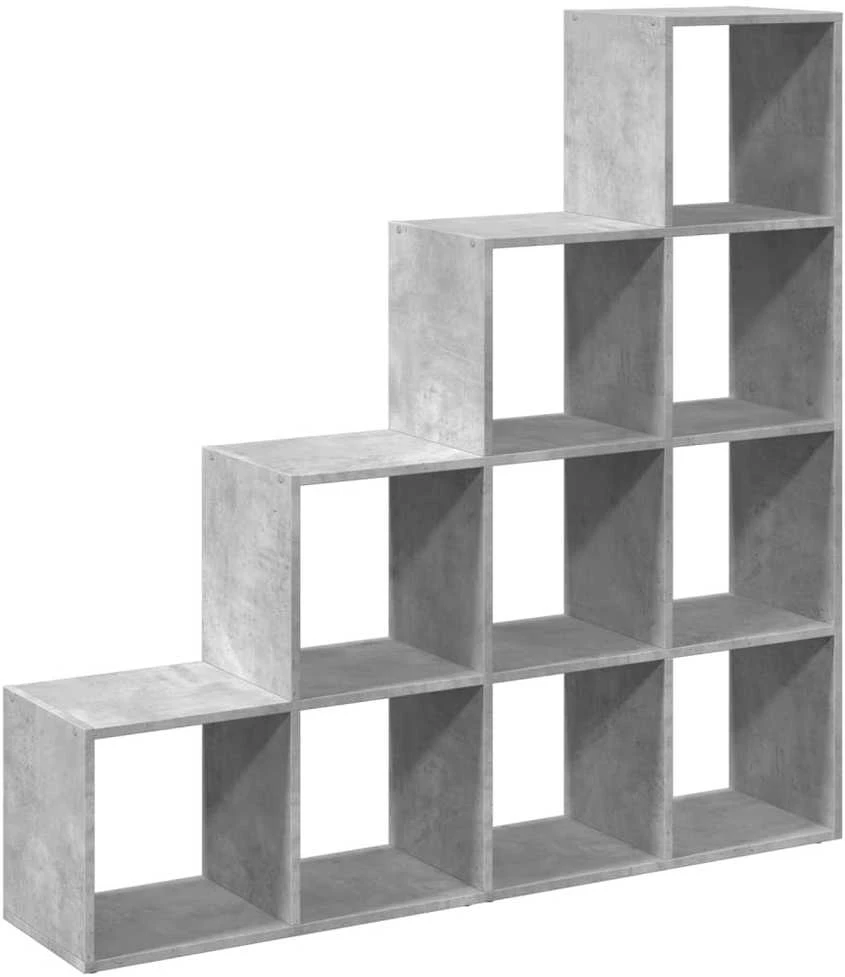 Pertvara/knygų spinta, betono pilka, 131,5x29x131,5cm, 4 aukštų