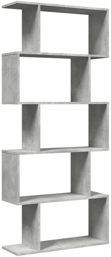 Pertvara/knygų spinta, betono pilka, 70x24x161cm, 5 pakopų