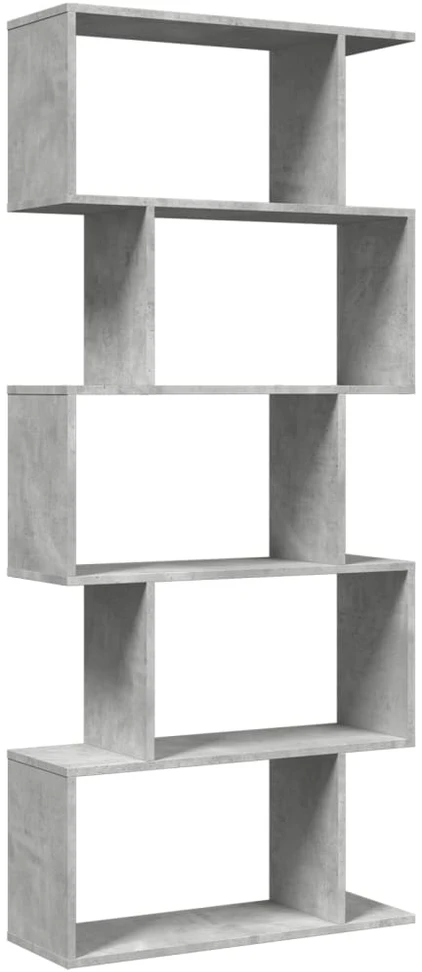 Pertvara/knygų spinta, betono pilka, 70x24x161cm, 5 pakopų