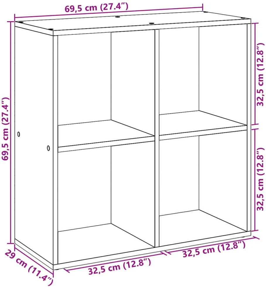 Pertvara/knygų spinta, medienos, 69,5x29x69,5cm, mediena