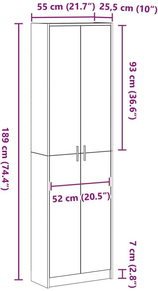 Spinta Pilkas Sonoma 55 x 25 x 189 cm Apdirbta mediena