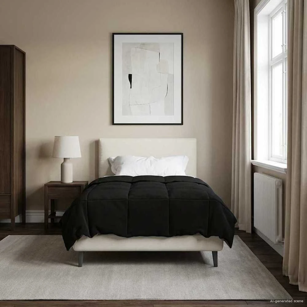 Pilna metų antklodė 135 x 200 cm 4 metų laikai Juoda