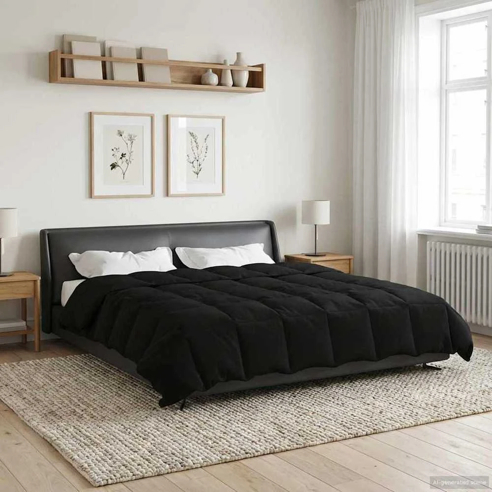 Pilna metų antklodė 200 x 200 cm 4 metų laikai Juoda